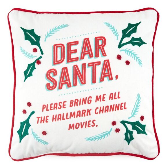 Dear Santa Hallmark Channel Movies Throw Christmas Pillow 16 x16 New - Picture 1 of 5